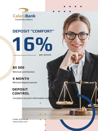 Template di design Banking Services with Smiling Woman by Scales Poster US