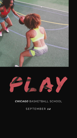 Designvorlage Frau spielt Basketball für Instagram Video Story