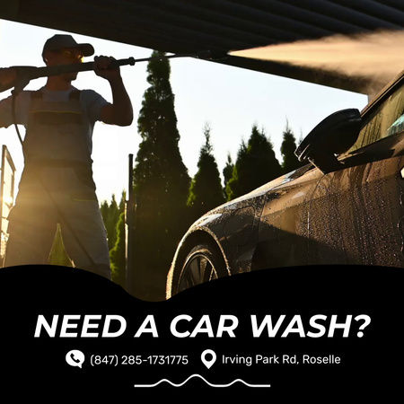 Worker Washing Vehicle Car Wash Promotion Animated Post Design Template