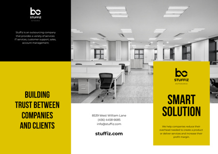 IT Company Services Ad with Modern Office Brochure Design Template