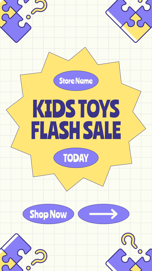 Flash Sale Toys with Puzzles Illustration Instagram Story Design Template