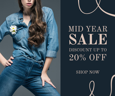 Sale Announcement with Woman in Denim Clothes Facebook – шаблон для дизайна