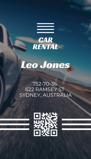 Car Rental Services Offer With Scenic View Business Card US Verticalデザインテンプレート