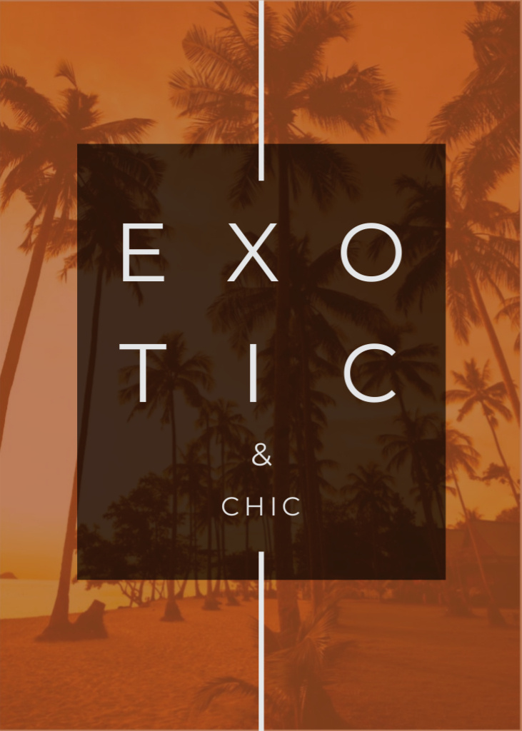Ontwerpsjabloon van Flayer van Exotic Tropical Resort Palms in Orange