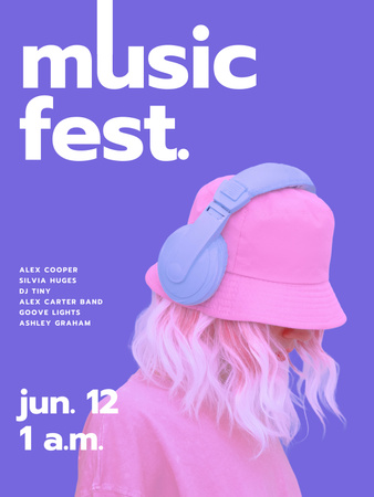 Music Fest announcement with Girl on street Poster 36x48in Design Template