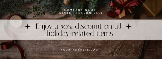 Plantilla de diseño de Christmas Discount on Holiday Related Items Facebook cover 