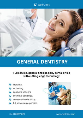 Plantilla de diseño de Servicios de Odontología General Poster 