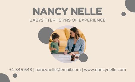 Experienced Babysitting Service Offer Business Card 91x55mm Design Template