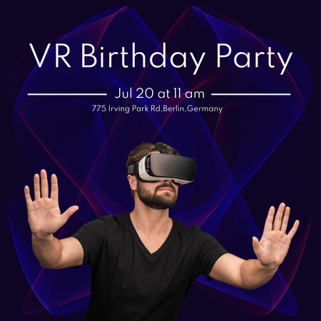 Template di design annuncio festa di compleanno virtuale Instagram