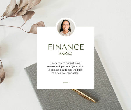 Designvorlage Smiling Woman for Finance Rules für Facebook