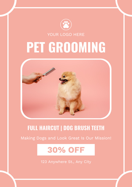 Pet Grooming Proposition Poster Design Template