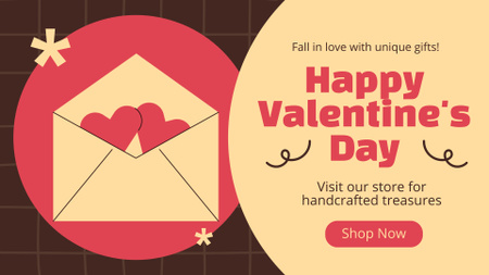 Designvorlage Tolles handgefertigtes Geschenk und Umschläge zum Valentinstag für FB event cover