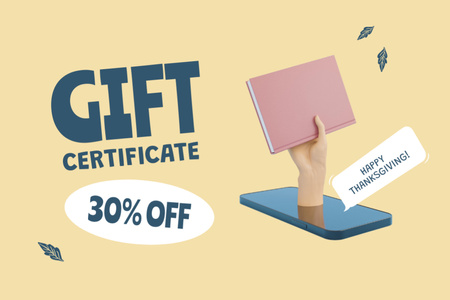 Template di design Books Offer on Thanksgiving Gift Certificate