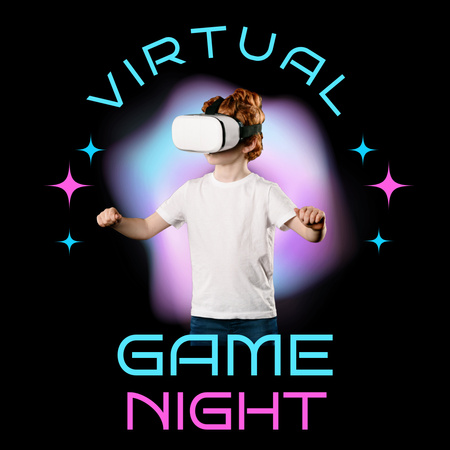 Ontwerpsjabloon van Instagram van Aankondiging van virtuele game-avond