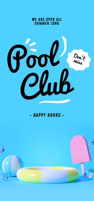 Pool Club Happy Hours Ad Flyer DIN Large Design Template