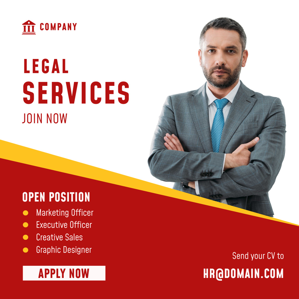 Legal Services Offer with Confident Lawyer Instagram Tasarım Şablonu