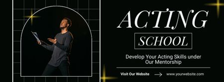 African American Actor at Rehearsal at Acting School Facebook cover Design Template