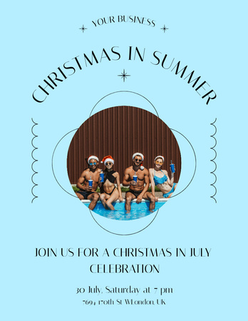 Plantilla de diseño de Christmas Party in Summer by Pool Flyer 8.5x11in 