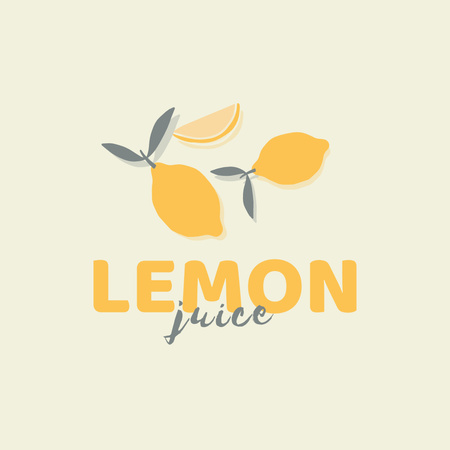 Healthy Tasty Lemon Juice with Fresh Lemons Logo Design Template