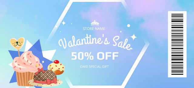 Designvorlage Valentine's Day Sweets Sale with Cupcakes für Coupon 3.75x8.25in