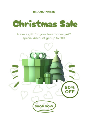 Christmas Gifts Sale Cartoon Poster US Design Template