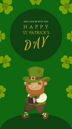 Patrick's Day Wishes With Shamrocks Instagram Video Story Design Template
