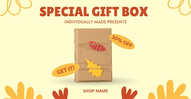 Plantilla de diseño de Gift boxes autumn yellow Facebook AD 