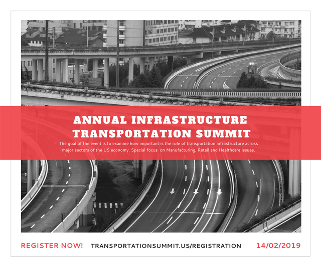 Modèle de visuel Announcement of Annual Infrastructure Transport Summit - Large Rectangle