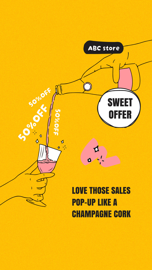 Ontwerpsjabloon van Instagram Story van Sale Announcement with Champagne