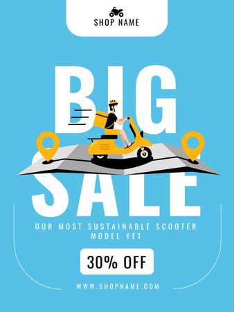 Scooter Sales Offer Poster US Design Template