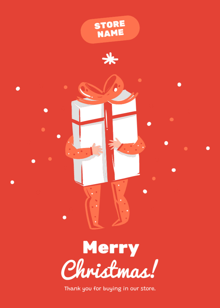 Unforgettable Christmas Holiday Greetings with Cute Gift Postcard 5x7in Vertical Tasarım Şablonu