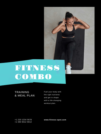 Fitness Program promotion with Woman doing crunches Poster 36x48in Design Template