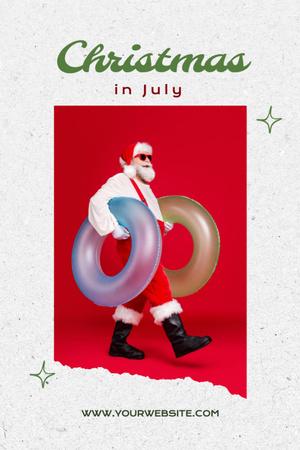 Рождество в июле, когда счастливый Санта-Клаус идет на пляж Flyer 4x6in – шаблон для дизайна