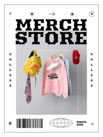 College Apparel and Merchandise Poster 36x48in Design Template