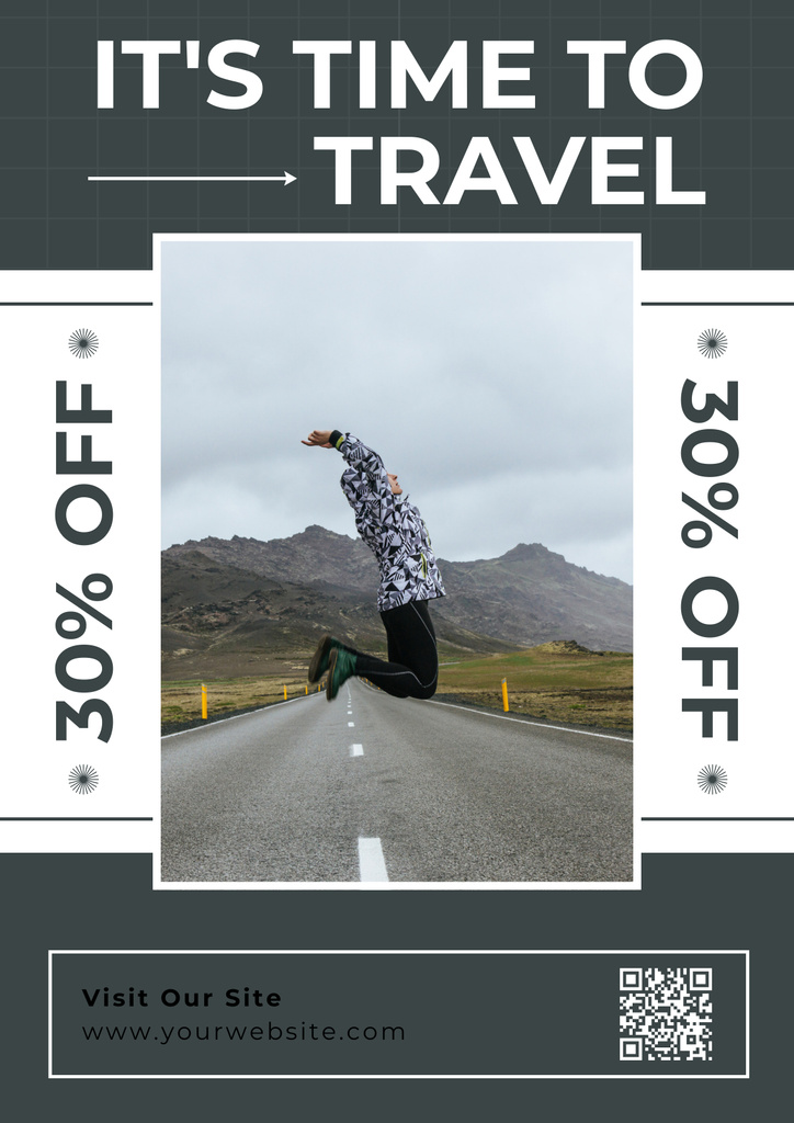 Travel Offer with Tourist on the Road Poster Πρότυπο σχεδίασης