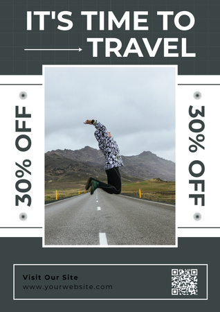 Пропозиція подорожі з туристом на дорозі Poster – шаблон для дизайну