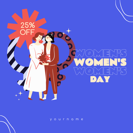 Designvorlage Discount Offer on Women's Day with Cute Women für Instagram