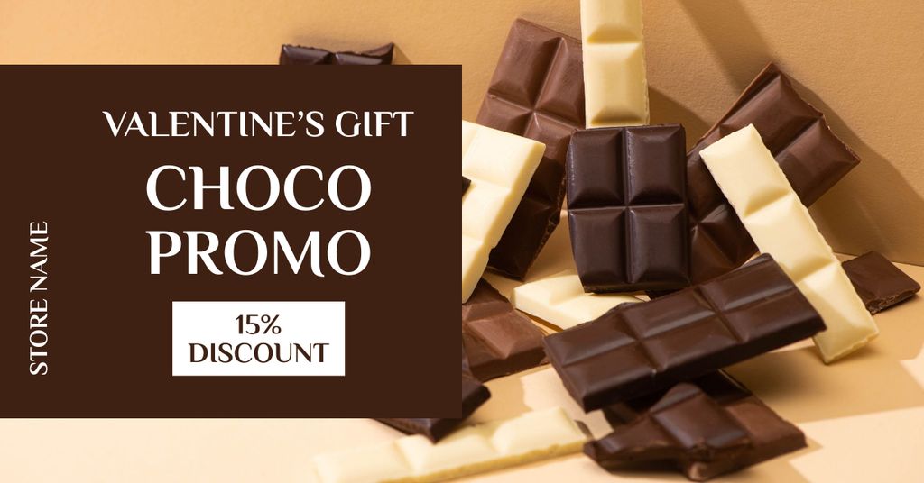 Modèle de visuel Valentine's Day Chocolate Discount - Facebook AD