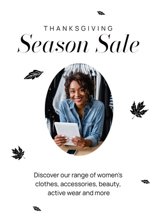 Seasonal Clothing At Discounted Rates on Thanksgiving Flyer A6 tervezősablon