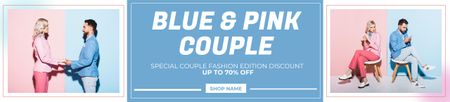 Couple in Blue and Pink Outfits Ebay Store Billboard Tasarım Şablonu