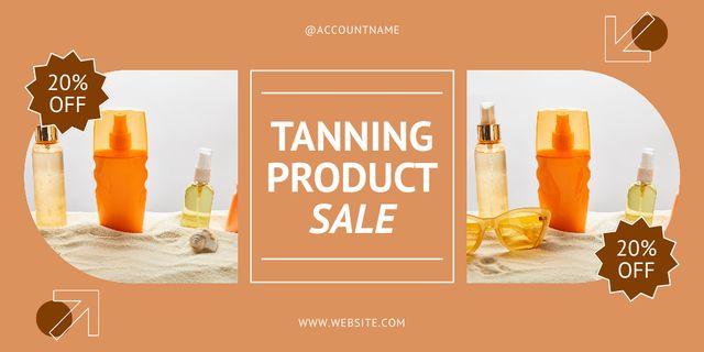 Designvorlage Collage with Sale of After-Sun Skin Care Cosmetics für Twitter
