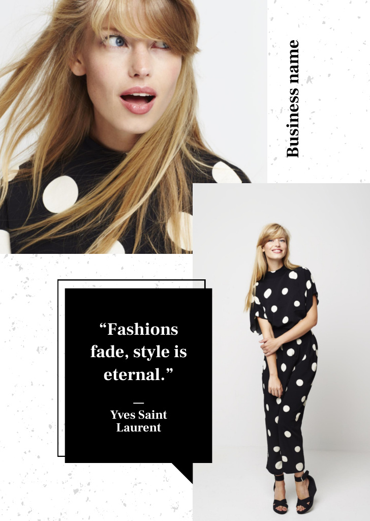 Designvorlage Quote About Fashion And Style für Postcard A6 Vertical