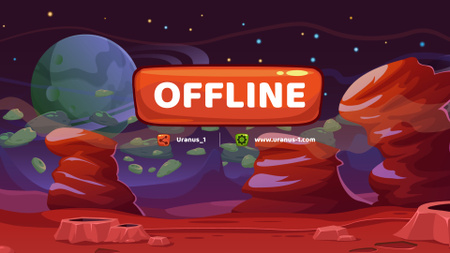 Ontwerpsjabloon van Twitch Offline Banner van Rode planeet in magische ruimte
