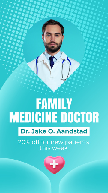 Family Medicine Doctor With Discount For New Patients Instagram Video Story Tasarım Şablonu