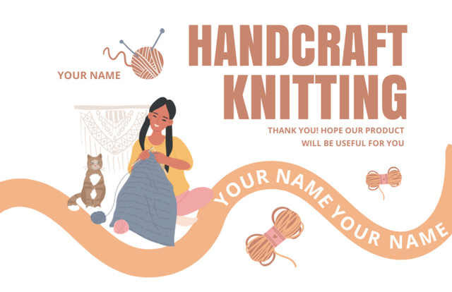 Designvorlage Handmade Knitwear Products für Thank You Card 5.5x8.5in