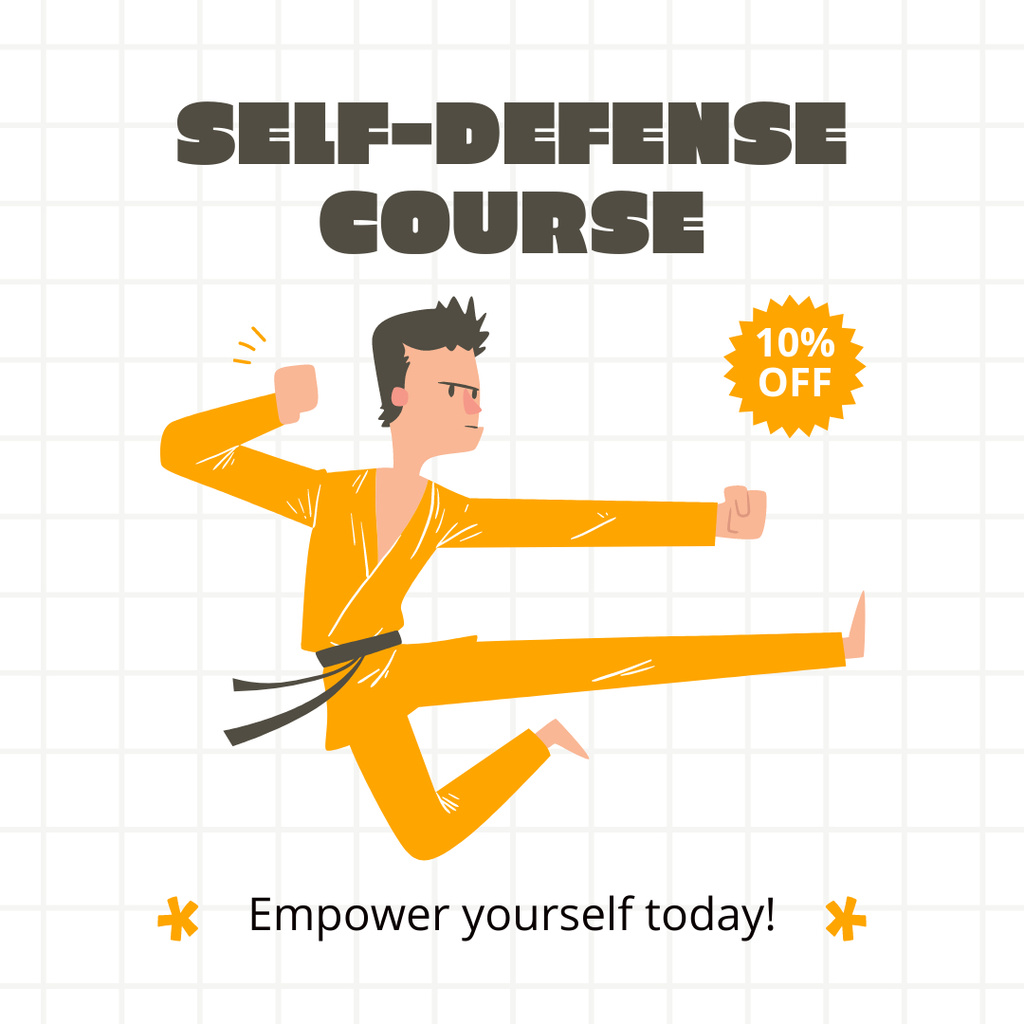 Self-Defence Course Ad with Motivational Phrase Instagram – шаблон для дизайна