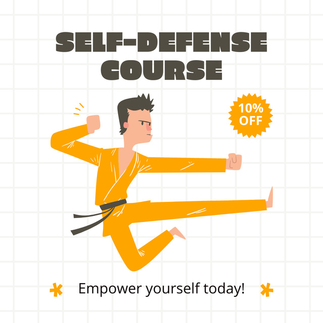 Self-Defence Course Ad with Motivational Phrase Instagram Πρότυπο σχεδίασης