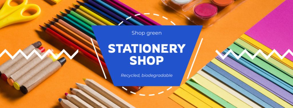 Eco-Friendly Stationery Shop Facebook coverデザインテンプレート