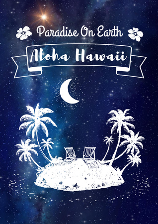 Plantilla de diseño de hawaii viajando inspiración con tropical island Poster 