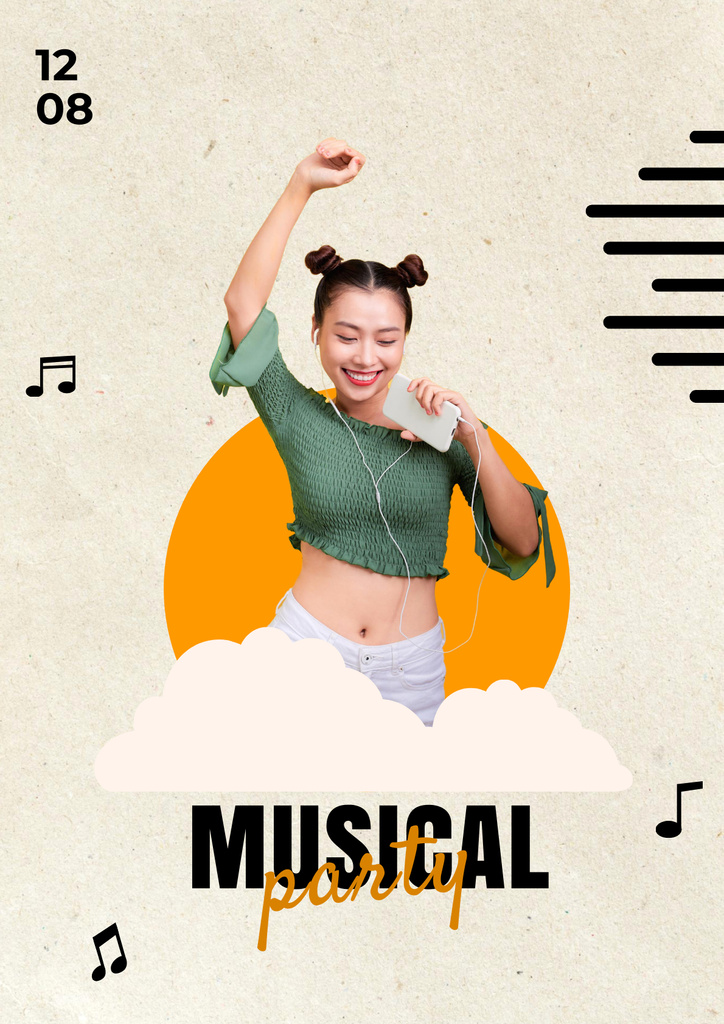 Music Party Announcement Poster Design Template